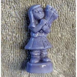 Vintage Wade Whimsies Porcelain Girl with Flowers Figurine Trinket Lavender